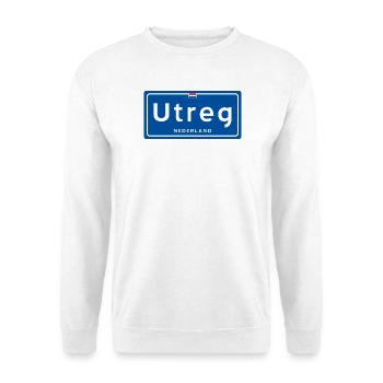 Utreg (Utrecht) place name sign - Unisex Sweatshirt - white - Front