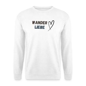Schriftzug Wanderliebe und Herz, schlicht - Unisex Pullover - Weiß - Vorne
