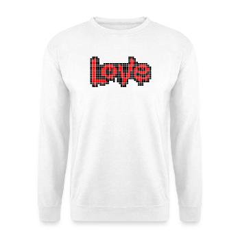Pixel Art Text – LIEBE in roten Buchstaben - Unisex Pullover - Weiß - Vorne