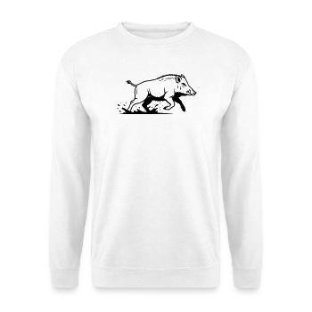 Wild Boar Running Hunting Nature Vector - Unisex Sweatshirt - white - Front