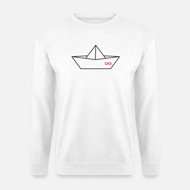 Unendlichkeitszeichen Origami-Boot - Unisex Pullover - Weiß
