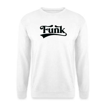 Funk Script-Logo-Design - Unisex Pullover - Weiß - Vorne - Alina (178cm) & Michal (187cm)