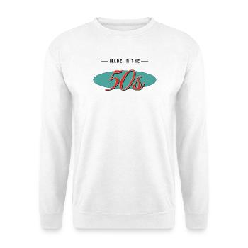 Made in the 50s – Classic Vintage Retro - Unisex Pullover - Weiß - Vorne - Alina (178cm) & Michal (187cm)