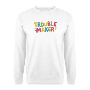 Troublemaker Frechdachs Rabauke Geschwister Kinder - Unisex Pullover - Weiß - Vorne - Alina (178cm) & Michal (187cm)