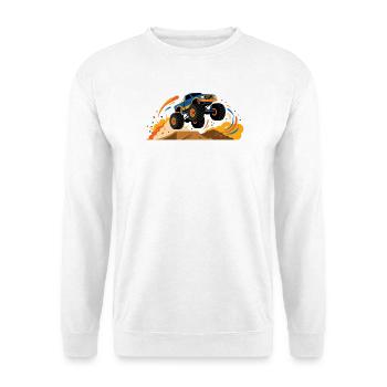 Monster Truck Monster Sprung: Höher Schneller... - Unisex Pullover - Weiß - Vorne - Alina (178cm) & Michal (187cm)