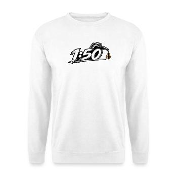 1:50 ein Verhälnis aus Leidenschaft - Unisex Pullover - Weiß - Vorne - Alina (178cm) & Michal (187cm)