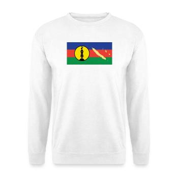 Neukaledonien-Kanaky-Rückenpfeil - Unisex Pullover - Weiß - Vorne - Alina (178cm) & Michal (187cm)
