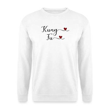 Kung Fu Herz - Unisex Pullover - Weiß - Vorne - Alina (178cm) & Michal (187cm)