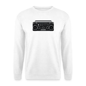 80s Boombox - Unisex Pullover - Weiß - Vorne - Alina (178cm) & Michal (187cm)