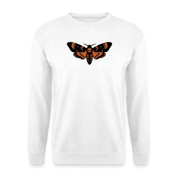 Totenkopfschwaermer Motte Logo - Unisex Pullover - Weiß - Vorne - Alina (178cm) & Michal (187cm)