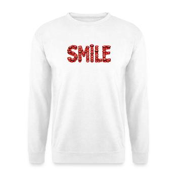 Lächelnde Mund-Briefe - Unisex Pullover - Weiß - Vorne - Alina (178cm) & Michal (187cm)