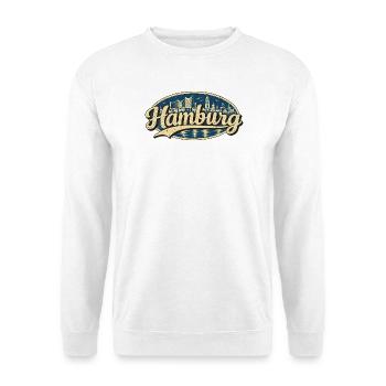 Hamburg Vintage Stadtmotiv - Unisex Pullover - Weiß - Vorne - Alina (178cm) & Michal (187cm)