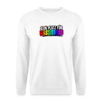 Kein Platz für Rassismus - Unisex Pullover - Weiß - Vorne - Alina (178cm) & Michal (187cm)