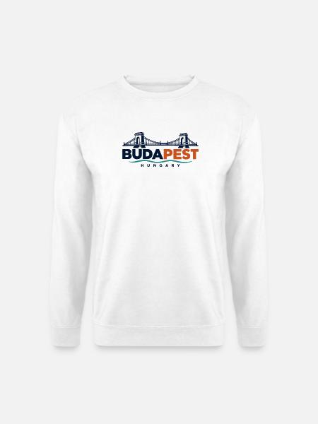 Budapest – Kettenbrücke an der Donau - Unisex Pullover - Weiß