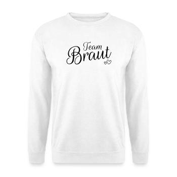 Team Braut - Unisex Pullover - Weiß - Vorne - Alina (178cm) & Michal (187cm)