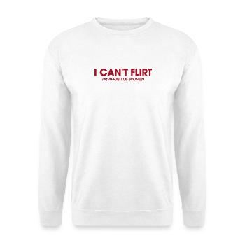 008 Ich kann nicht flirten, habe Angst vor Frauen - Unisex Pullover - Weiß - Vorne - Alina (178cm) & Michal (187cm)