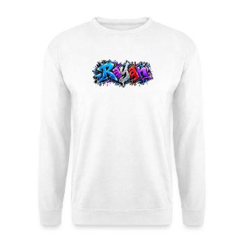 Rayan Graffiti Name: Wildstyle Blue Red Drip - Unisex Pullover - Weiß - Vorne - Alina (178cm) & Michal (187cm)