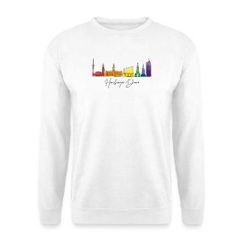 Regenbogen-Stadtlandschaft Aquarell - Unisex Pullover - Weiß - Vorne