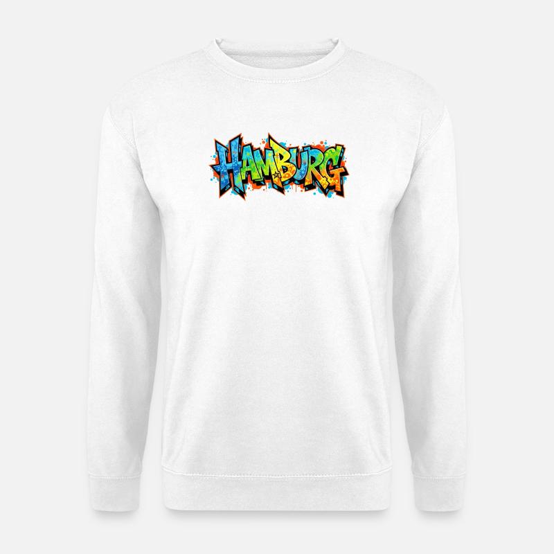 Graffiti-Stil Hamburg Stadtmotiv - Unisex Pullover - Weiß