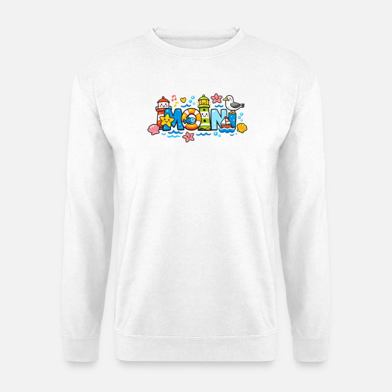 MOIN Möwe Leuchtturm Maritim Bunt - Unisex Pullover - Weiß