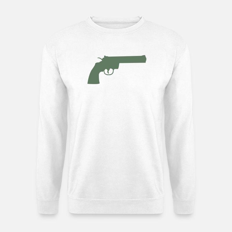 Grüne Revolver-Silhouette - Unisex Pullover - Weiß