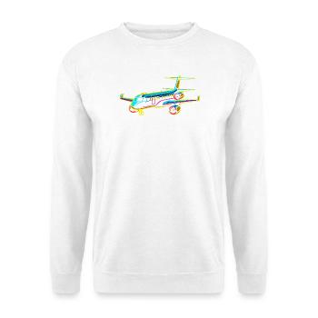 Flugzeug Comic Stil - Unisex Pullover - Weiß - Vorne - Alina (178cm) & Michal (187cm)
