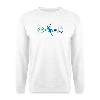 Die Bergsportlerinnen und Climbing passen zusammen - Unisex Pullover - Weiß - Vorne - Alina (178cm) & Michal (187cm)