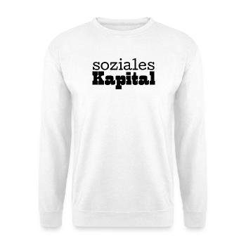 Soziales Kapital schwarz - Unisex Pullover - Weiß - Vorne - Alina (178cm) & Michal (187cm)