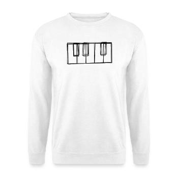 Klaviertasten handgezeichnet - Unisex Pullover - Weiß - Vorne - Alina (178cm) & Michal (187cm)