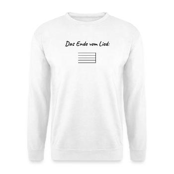 DAS ENDE VOM LIED NOTENLINIEN WORTWITZ FÜR MUSIKER - Unisex Pullover - Weiß - Vorne - Alina (178cm) & Michal (187cm)
