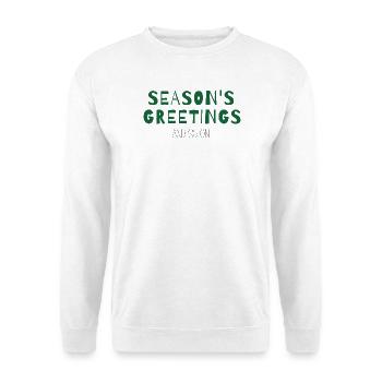 Season’s Greetings and So On – Weihnachtsdesign - Unisex Pullover - Weiß - Vorne - Alina (178cm) & Michal (187cm)