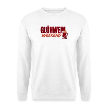 Glühwein Weekend mit Glühwein-Grafik - Unisex Pullover - Weiß - Vorne - Alina (178cm) & Michal (187cm)
