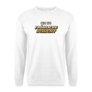 Oh du fröhliche Schicht - Weihnachten Retro - Unisex Pullover - Weiß - Vorne - Alina (178cm) & Michal (187cm)