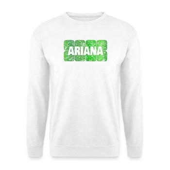 Maedchenname Ariana - Unisex Pullover - Weiß - Vorne - Alina (178cm) & Michal (187cm)