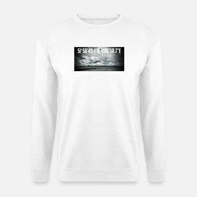 Küstenkoordinaten Mit Industrielandschaft - Unisex Pullover - Weiß