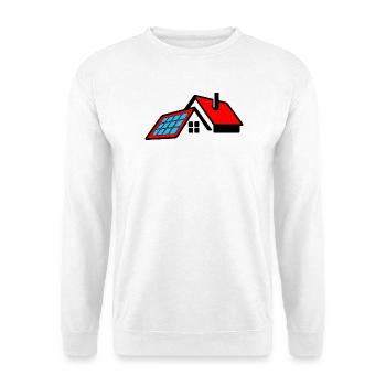 Haus mit rotem Dach und Sonnenkollektoren Logo - Unisex Pullover - Weiß - Vorne