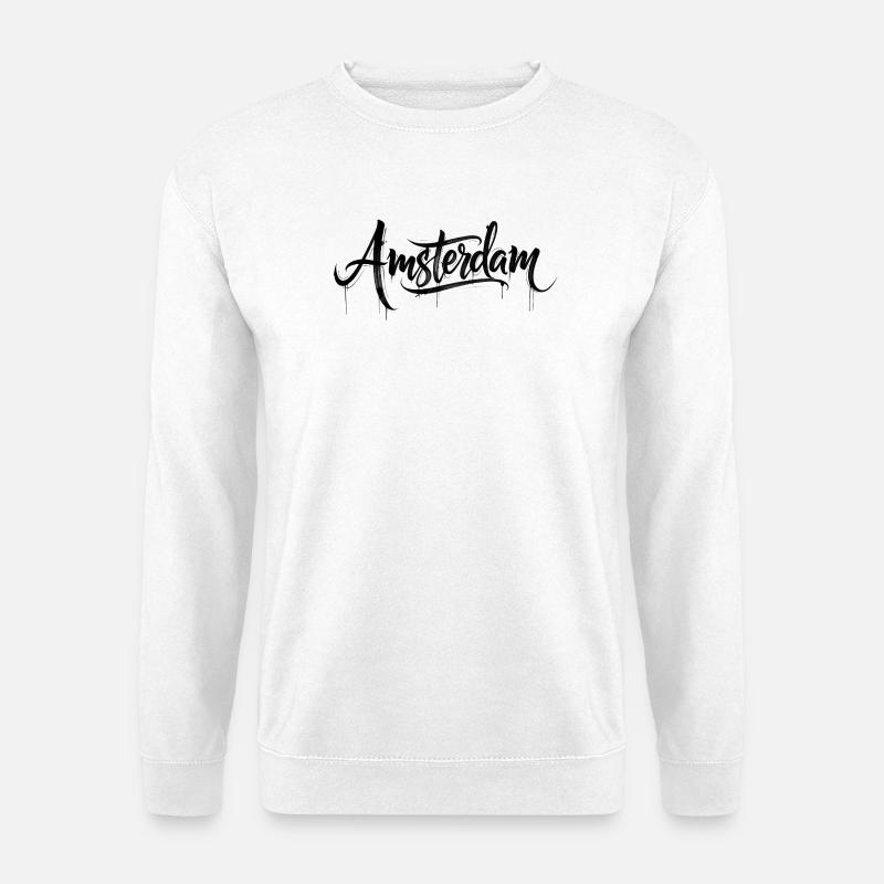 Graffiti-Stil Schriftzug Amsterdam - Unisex Pullover - Weiß
