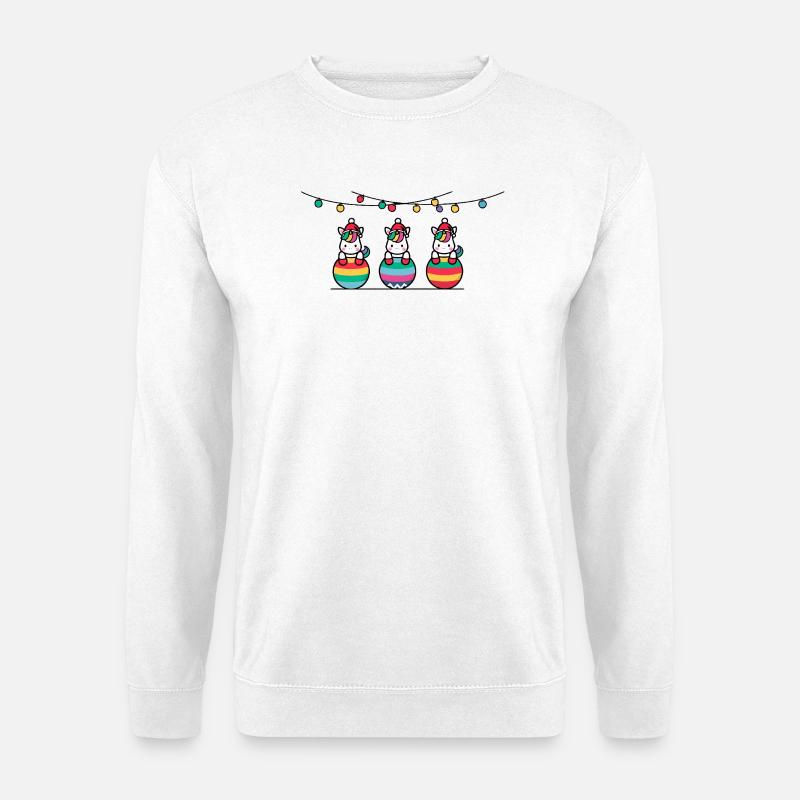 3 Einhörner Weihnachtskugeln Freunde - Unisex Pullover - Weiß