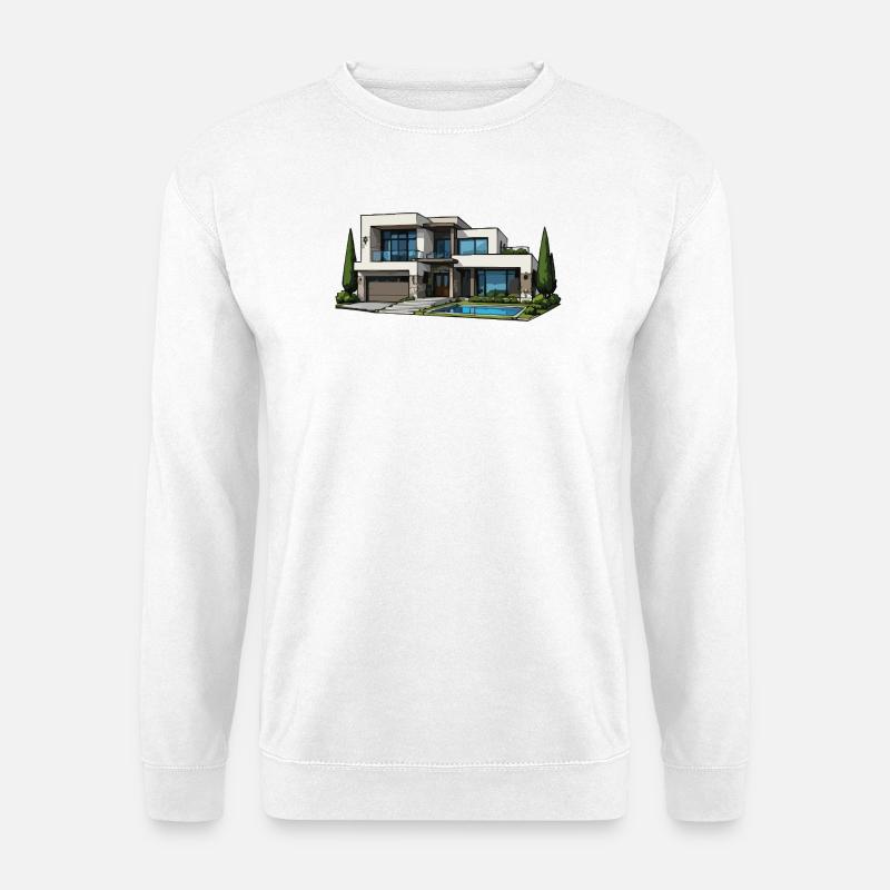 Modern villa with pool - Unisex Sweatshirt - white