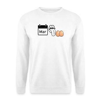 MRZ LCK EIER, Humor, MÄRZ LECK EIER  - Unisex Pullover - Weiß - Vorne