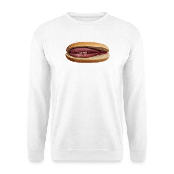 Lip Hot Dog Surrealismus - Unisex Pullover - Weiß - Vorne - Alina (178cm) & Michal (187cm)