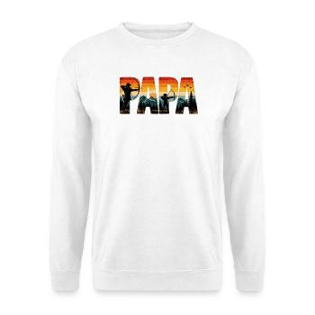 Papa Bogenschießen Retro Vater & Kind - Unisex Pullover - Weiß - Vorne - Alina (178cm) & Michal (187cm)