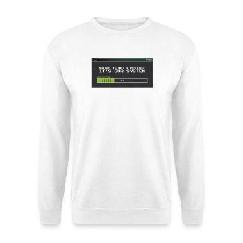 Nature Is Our System - Eco Pixel Art - Unisex Pullover - Weiß - Vorne - Alina (178cm) & Michal (187cm)