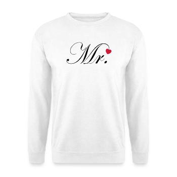 Mr Design Bräutigam Hochzeit Herz Geschenk Paar - Unisex Pullover - Weiß - Vorne