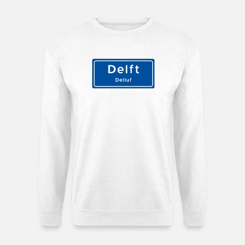 Delfter Ortsnamensschild - Unisex Pullover - Weiß
