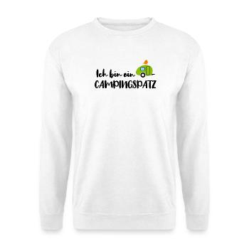 Campingspatz Spatz Camping Camper schwarz Urlaub - Unisex Pullover - Weiß - Vorne