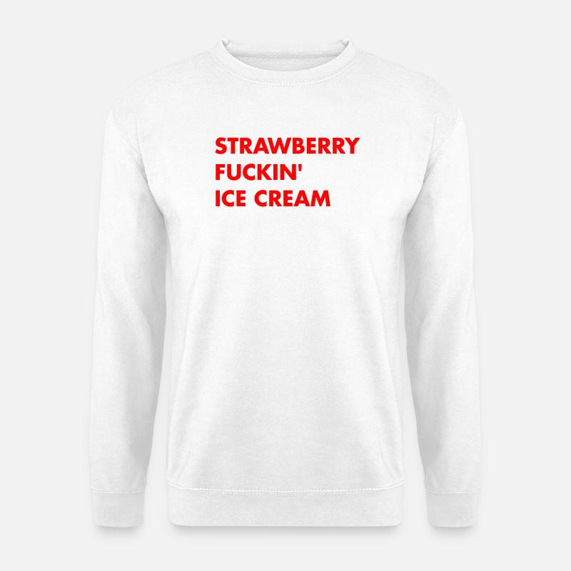 Erdbeer Eis - roter Schriftzug - Unisex Pullover - Weiß