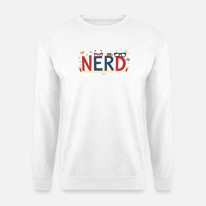 Nerd mit Riesenbuchstaben und Brille - Unisex Pullover - Weiß