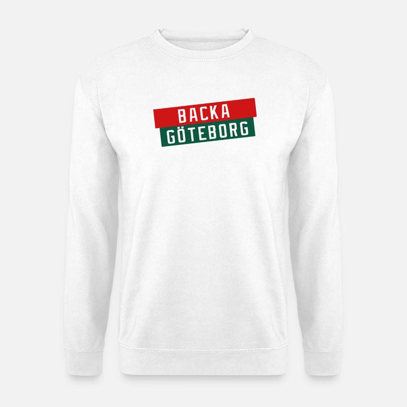 Backa Göteborg Diagonaltext - Sweat-shirt Unisexe - blanc