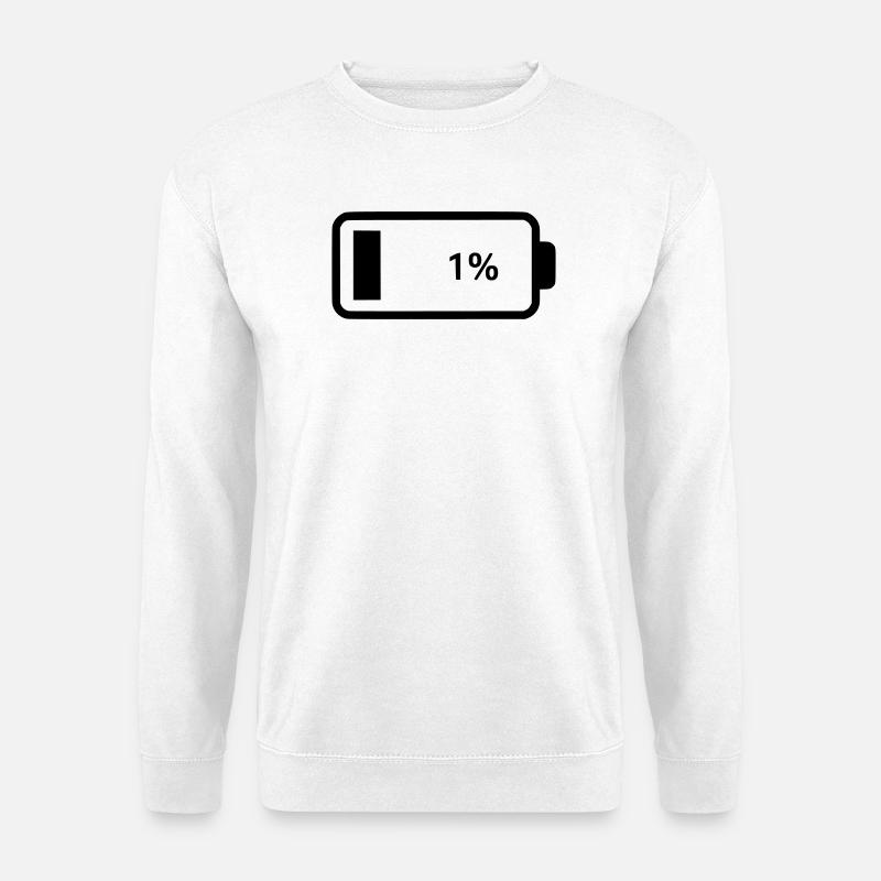 Empty battery battery 1% - Unisex Sweatshirt - white